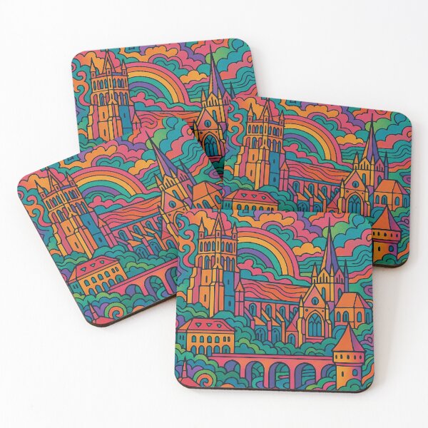 Item preview, Psychedelic Lausanne Switzerland | Trippy Lakeside City Art | Surreal Swiss Alps Poster | Retro European Vibes | Vibrant Urban Mountain Wall Print designed and sold by PaintedPixels01.