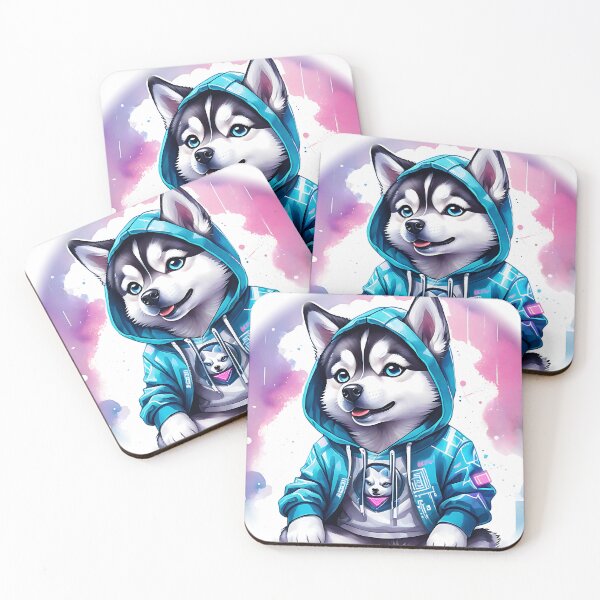 Item preview, Hip Hop Husky in Hoodie – Watercolor Style designed and sold by Mood-Natural.