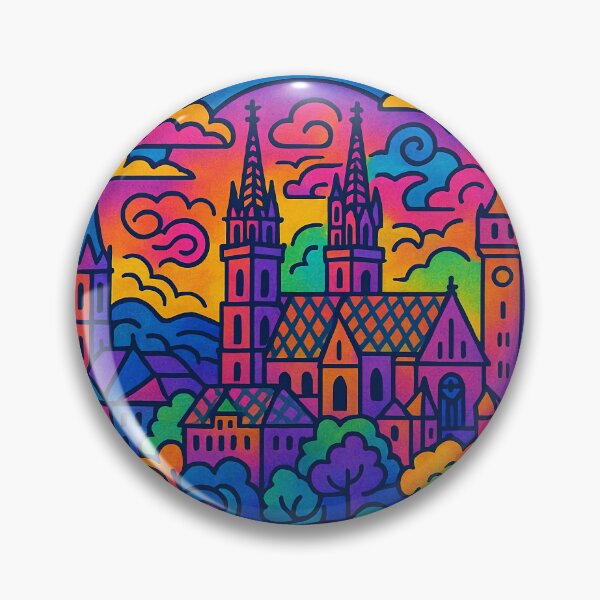 Item preview, Psychedelic Basel Switzerland | Trippy Rhine River City Art | Surreal Swiss Border Poster | Retro Cultural Hub Vibes | Vibrant European Wall Print designed and sold by PaintedPixels01.