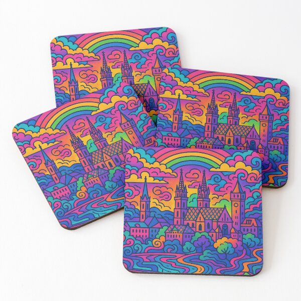 Item preview, Psychedelic Basel Switzerland | Trippy Rhine River City Art | Surreal Swiss Border Poster | Retro Cultural Hub Vibes | Vibrant European Wall Print designed and sold by PaintedPixels01.