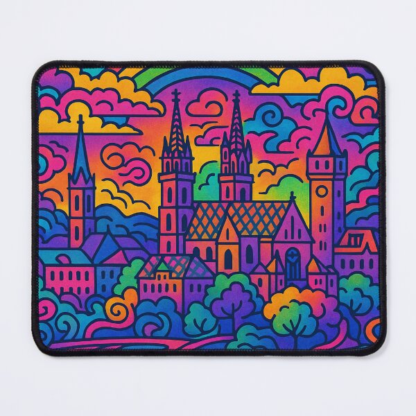 Item preview, Psychedelic Basel Switzerland | Trippy Rhine River City Art | Surreal Swiss Border Poster | Retro Cultural Hub Vibes | Vibrant European Wall Print designed and sold by PaintedPixels01.