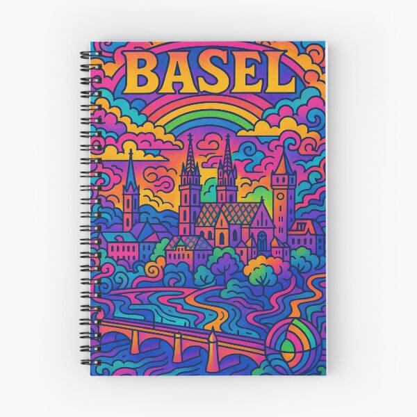 Item preview, Psychedelic Basel Switzerland | Trippy Rhine River City Art | Surreal Swiss Border Poster | Retro Cultural Hub Vibes | Vibrant European Wall Print designed and sold by PaintedPixels01.