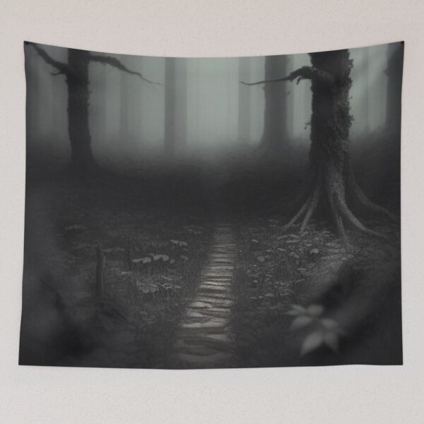 Item preview, Mysterious Foggy Forest Path in Dark Horror Style designed and sold by Uniquely Yours.