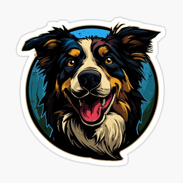Artikel-Vorschau von Australian Shepherd Dog Art – Glückliches australisches Cartoon-Design mit lächelndem Gesicht, designt und verkauft von Mobtown Arts.