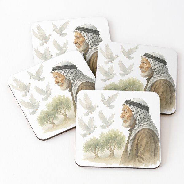 Item preview, Wisdom and Peace – Palestinian Elder with Doves designed and sold by FREE_PALESTINE_DESIGN.