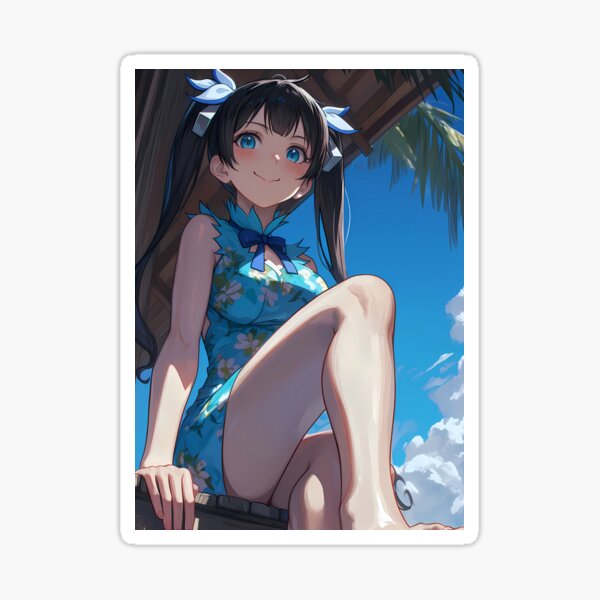 Item preview, Hestia DanMachi Anime Girl Summer Smile Blue Dress designed and sold by FabioCottano.