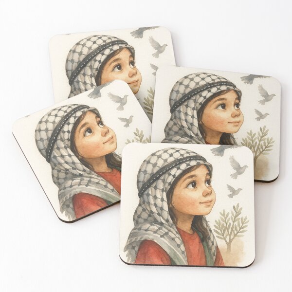 Item preview, Palestinian Girl and Doves – Watercolor Hope designed and sold by FREE_PALESTINE_DESIGN.