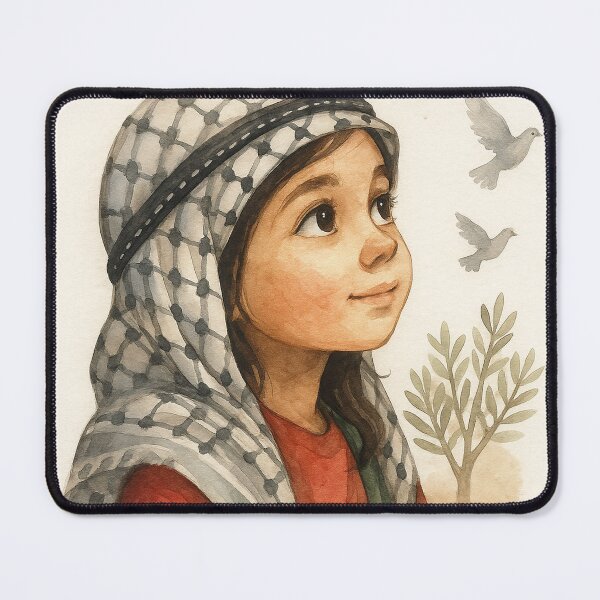 Item preview, Palestinian Girl and Doves – Watercolor Hope designed and sold by FREE_PALESTINE_DESIGN.