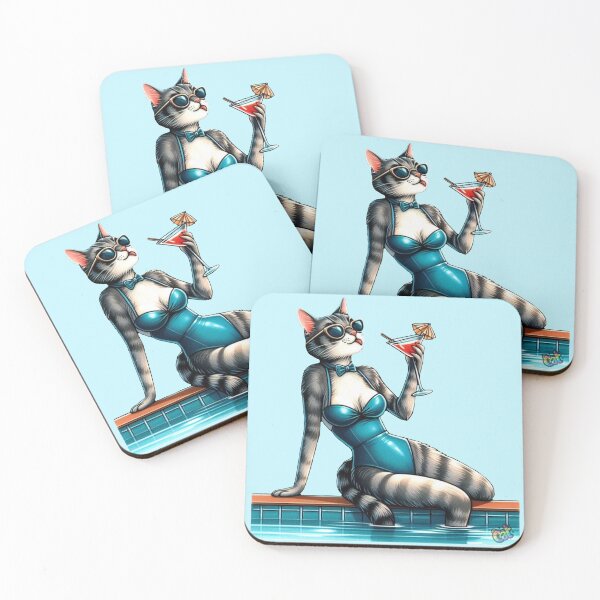 Item preview, Poolside Pin-Up Cat designed and sold by CAutumnTrapp.