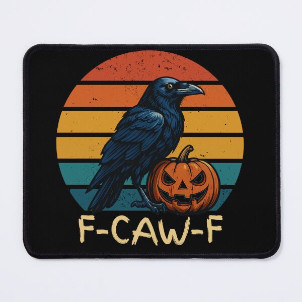 Item preview, Retro F-Caw-F Black Bird, Halloween Raven on Pumpkin Vintage Sunset – Retro Black Crow T-Shirt Design designed and sold by budooShop.