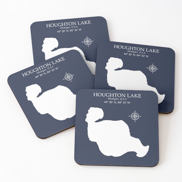 Item preview, Houghton Lake Michigan MI Life | Vintage Lake Map Coordinates Gift designed and sold by Chilly Lizard.