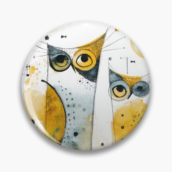 Item preview, Quirky Abstract Owl Art in Yellow and Blue Watercolor designed and sold by dawnleblanc55.