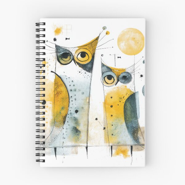Item preview, Quirky Abstract Owl Art in Yellow and Blue Watercolor designed and sold by dawnleblanc55.