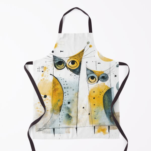 Item preview, Quirky Abstract Owl Art in Yellow and Blue Watercolor designed and sold by dawnleblanc55.