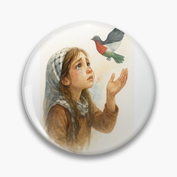 Item preview, We Let Go – Watercolor of a Palestinian Girl and the Dove of Freedom designed and sold by FREE_PALESTINE_DESIGN.