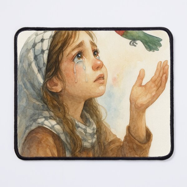 Item preview, We Let Go – Watercolor of a Palestinian Girl and the Dove of Freedom designed and sold by FREE_PALESTINE_DESIGN.