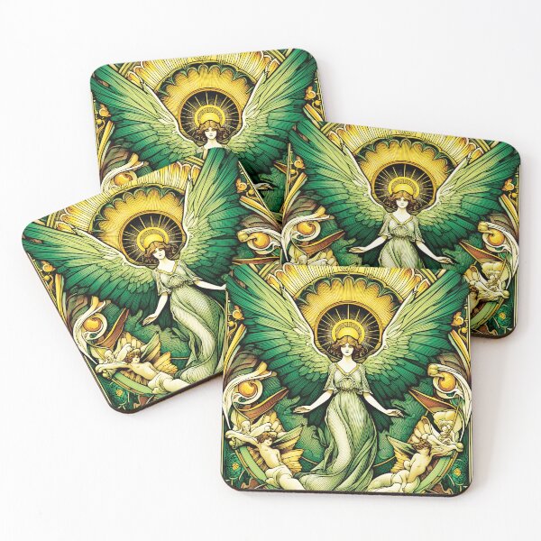 Item preview, art nouveau green angel designed and sold by aliraweb.