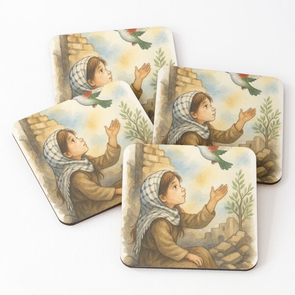 Item preview, Even in Ruins – Watercolor of a Palestinian Girl and the Dove of Hope designed and sold by FREE_PALESTINE_DESIGN.