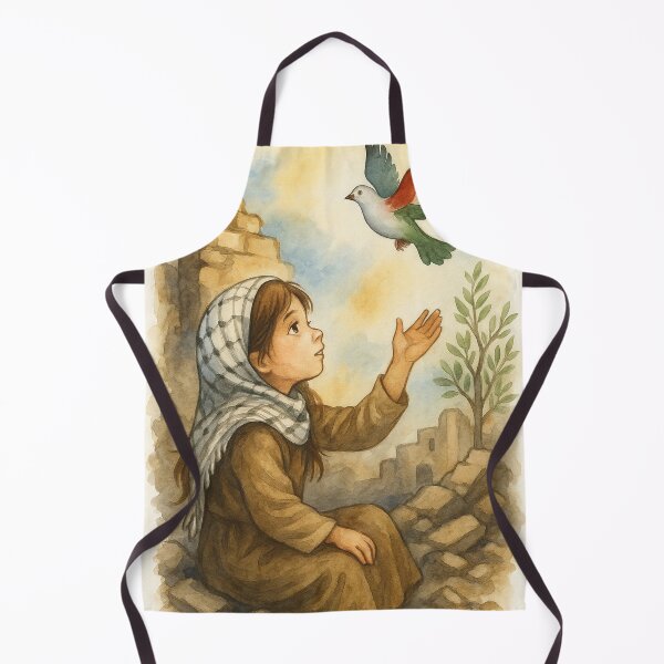 Item preview, Even in Ruins – Watercolor of a Palestinian Girl and the Dove of Hope designed and sold by FREE_PALESTINE_DESIGN.