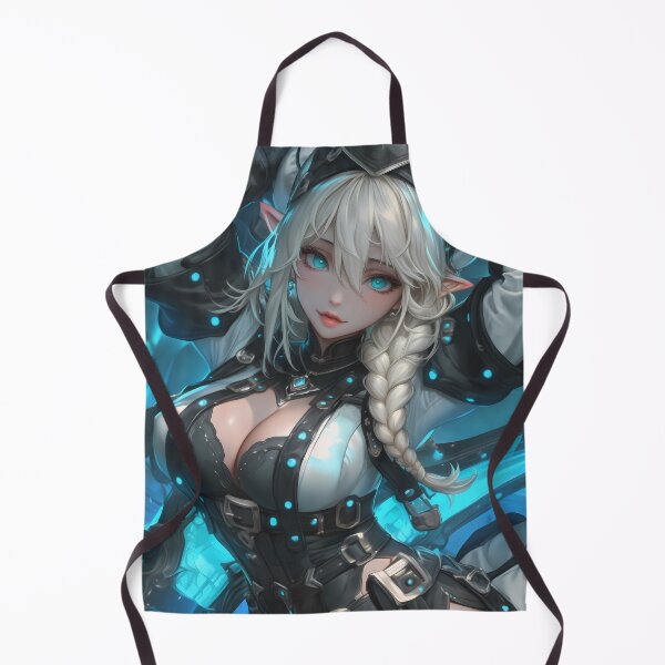 Item preview, Anime Girl Cyber Ice Elf Warrior Shines with Braided Silver Hair and Electric Blue Aura designed and sold by Williamhallano.