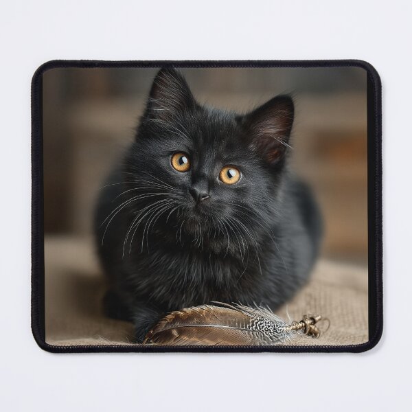 Item preview, Black kitten and a feather designed and sold by CritterWisdom.