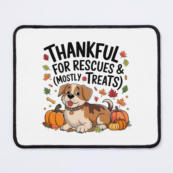 Item preview, Thankful for Rescues (and Mostly Treats) – Funny Animal Rescue designed and sold by CuteDesignables.