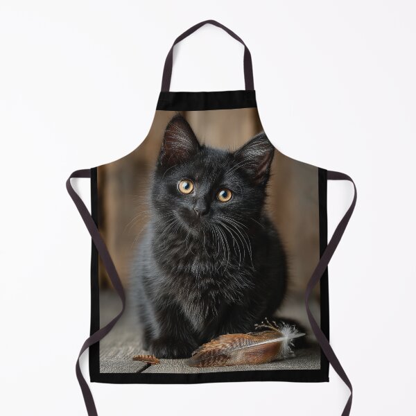 Item preview, Black Kitten with Feather designed and sold by CritterWisdom.