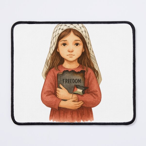 Item preview, She Holds What's Left – Watercolor of a Palestinian Girl and a Burnt Book of Freedom designed and sold by FREE_PALESTINE_DESIGN.