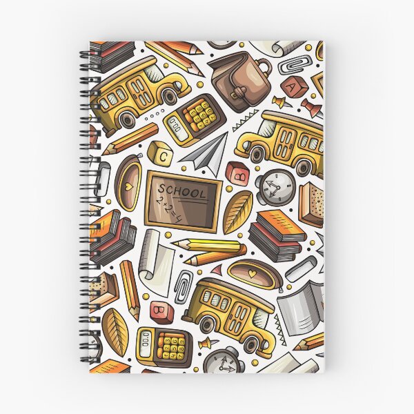 Item preview, Vintage School Supplies Pattern – Hand Drawn Back to School Design Notebooks designed and sold by FestivityFinds.