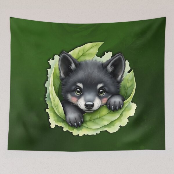 Item preview, Wolf cub in the green: A view full of magic and warmth.  designed and sold by nicky2342.