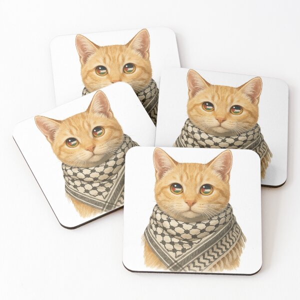 Item preview, Rebel Meow – Palestinian Cat with Keffiyeh designed and sold by FREE_PALESTINE_DESIGN.