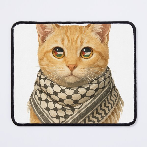 Item preview, Rebel Meow – Palestinian Cat with Keffiyeh designed and sold by FREE_PALESTINE_DESIGN.