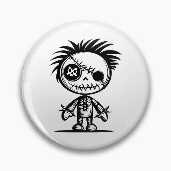 Item preview, Creepy Cute Voodoo Doll – Black and White Gothic Stitch Character Art designed and sold by inkoutninja.