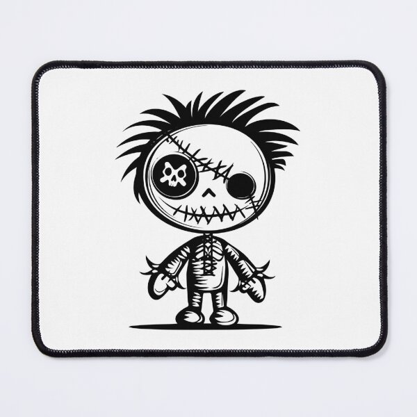 Item preview, Creepy Cute Voodoo Doll – Black and White Gothic Stitch Character Art designed and sold by inkoutninja.