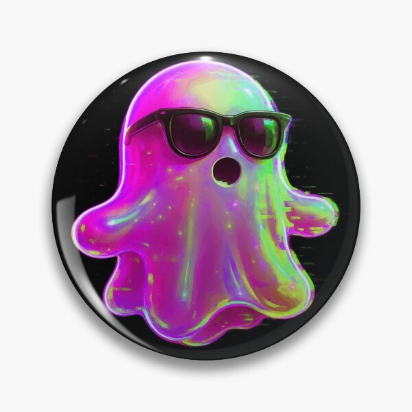 Item preview, Glitched Neon Ghost Sticker Retro Vaporwave Aesthetic designed and sold by High Pixels.