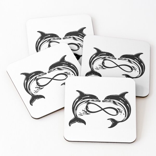Item preview, Dolphins Infinity Symbol – Black and White Eternal Ocean Love Art designed and sold by inkoutninja.