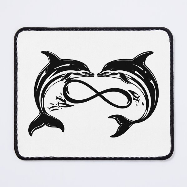 Item preview, Dolphins Infinity Symbol – Black and White Eternal Ocean Love Art designed and sold by inkoutninja.