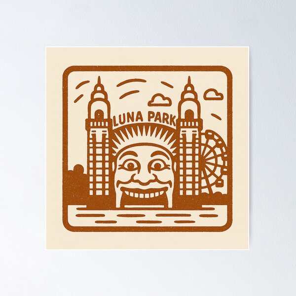 Item preview, Luna Park Sydney Retro Stamp Design designed and sold by FairDinkumThreads.