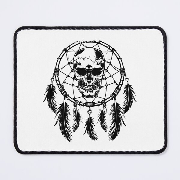 Item preview, Skull Dreamcatcher Design – Black and White Gothic Boho Tattoo Art designed and sold by inkoutninja.