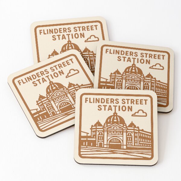 Item preview, Flinders Street Station Retro Stamp Design designed and sold by FairDinkumThreads.