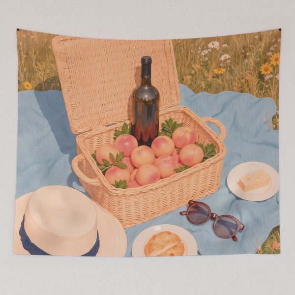 Item preview, Picnic basket with wine and fruit designed and sold by Mauswohn.