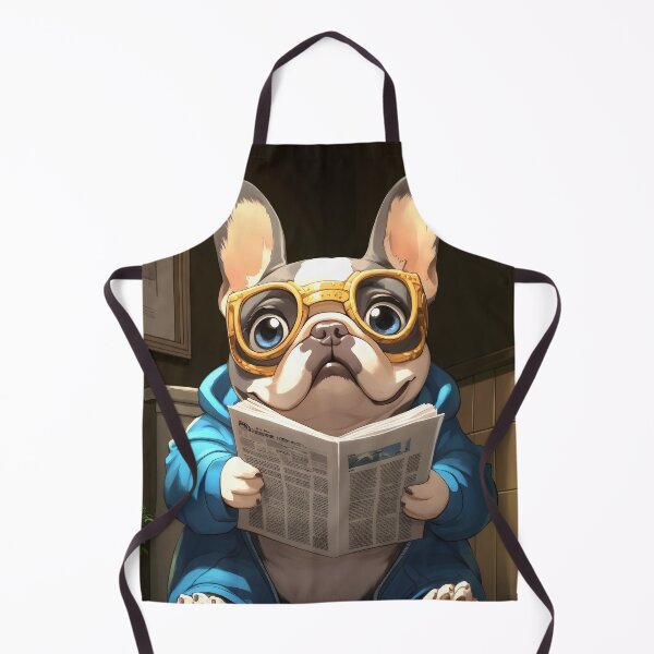 Item preview, French Bulldog Dog Indulges Morning Gazette in Chic Bathroom designed and sold by GABRIELMURPHY.