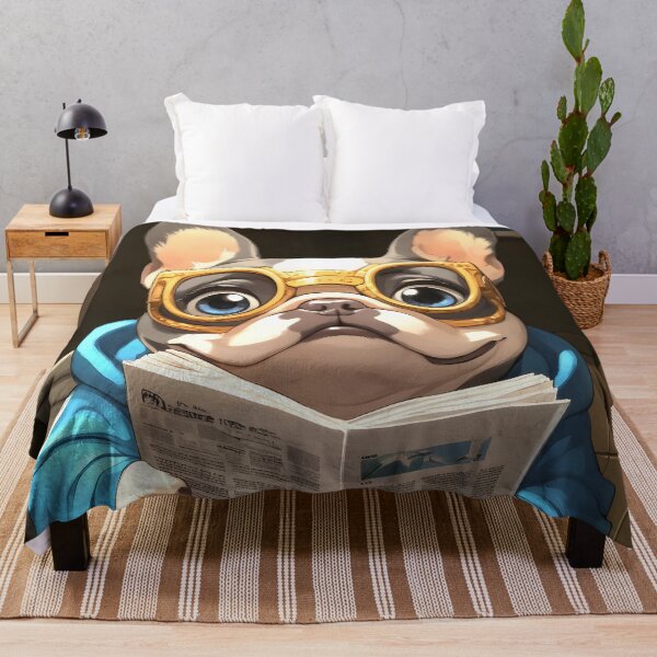 Item preview, French Bulldog Dog Indulges Morning Gazette in Chic Bathroom designed and sold by GABRIELMURPHY.