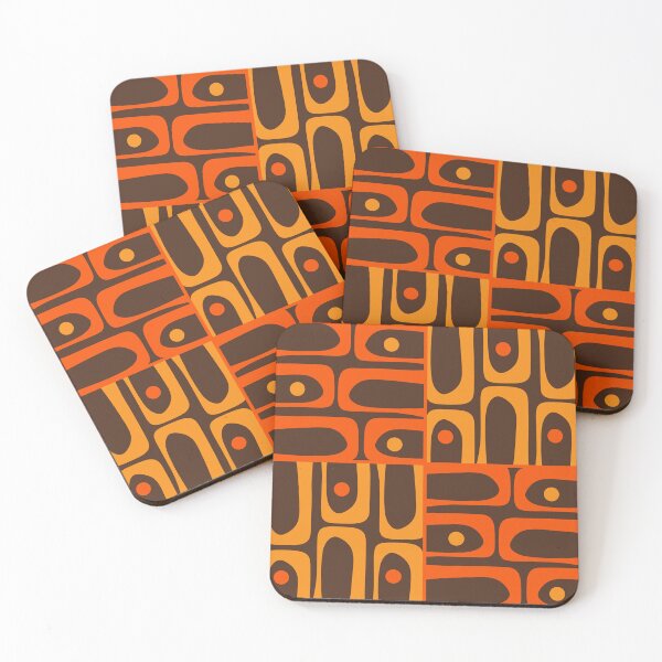 Item preview, Mid Century Modern Abstract Retro 70s Brown and Orange Piquet Multi Pattern designed and sold by kierkegaard.