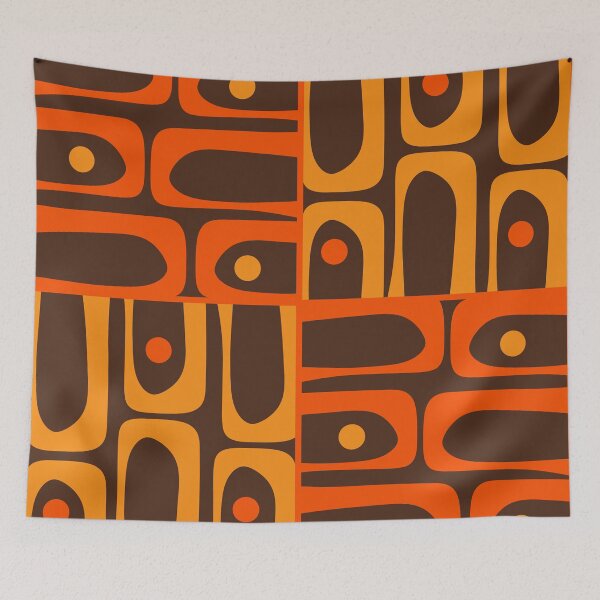Item preview, Mid Century Modern Abstract Retro 70s Brown and Orange Piquet Multi Pattern designed and sold by kierkegaard.