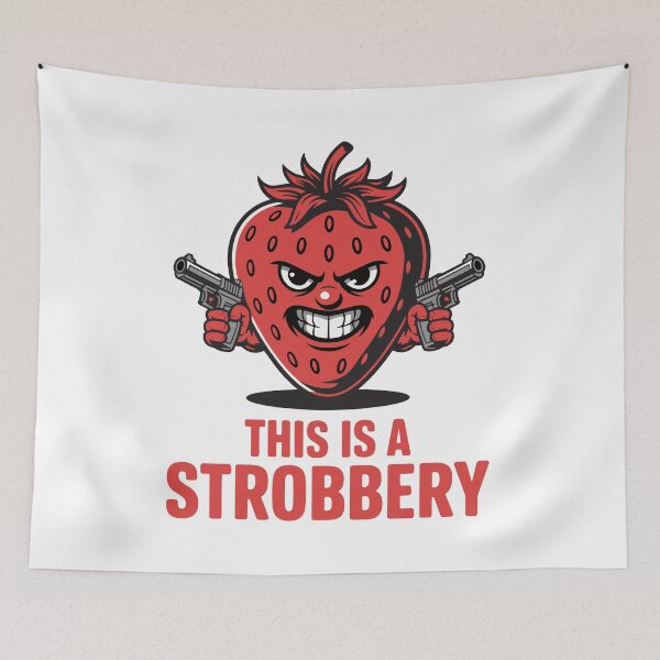 Item preview, This Is a Strobbery – Funny Strawberry Cartoon with Guns designed and sold by TipTop GFX.