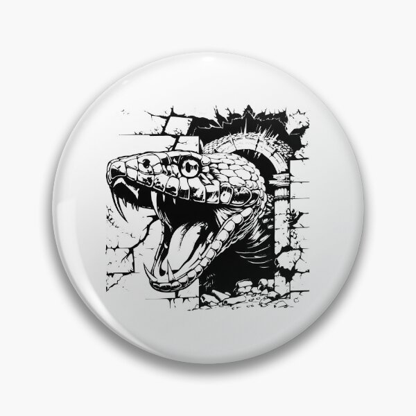 Item preview, Epic Snake Breakthrough – Black and White Reptile Wall Smash Illustration designed and sold by inkoutninja.