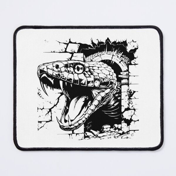 Item preview, Epic Snake Breakthrough – Black and White Reptile Wall Smash Illustration designed and sold by inkoutninja.
