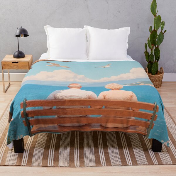 Item preview, old couple on a bench by the sea designed and sold by Mauswohn.