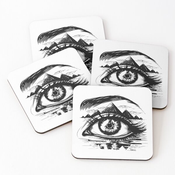 Item preview, Mystic Eye and Pyramid Design – Surreal Black and White Esoteric Art designed and sold by inkoutninja.